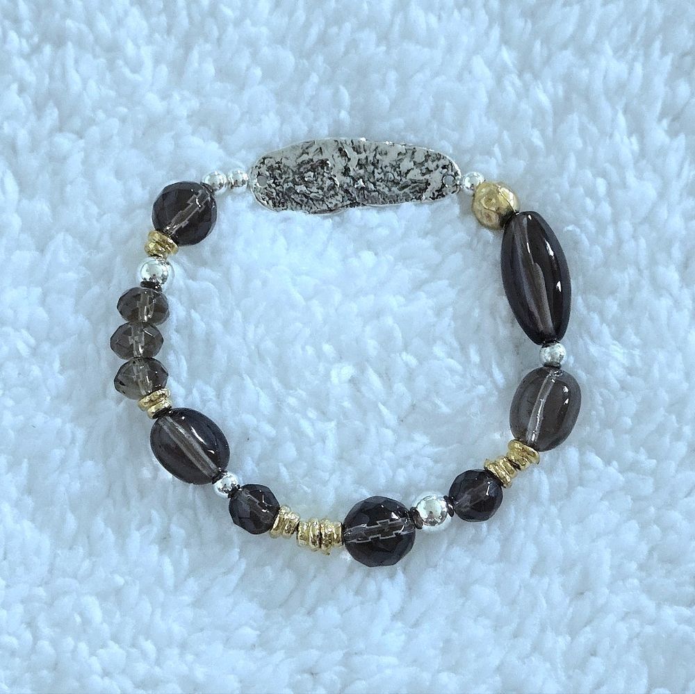 Noa Zuman Simulated Smokey🔥 Quartz Stretch Bracelet - NWT - Picture 15 of 16